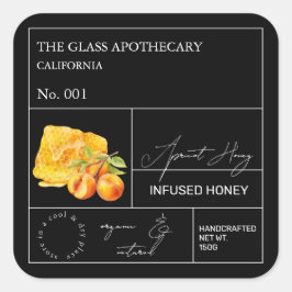 Apothecary Apricot Honey Label Quadratischer Aufkleber