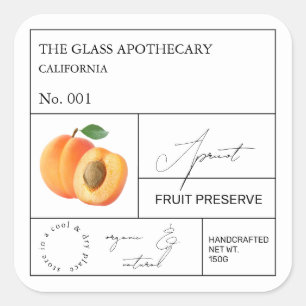 Apothecary Apricot Label Quadratischer Aufkleber