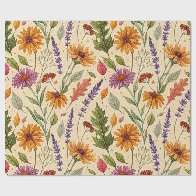 Apothecary Autumn Floral Garden Pattern Geschenkpapier (Flach)