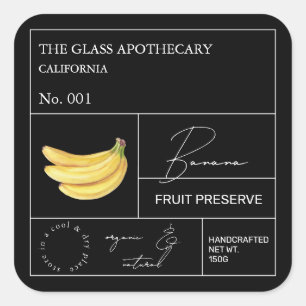 Apothecary Banana Label Quadratischer Aufkleber