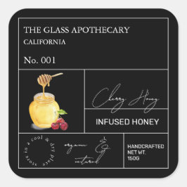 Apothecary Cherry Infted Honey Label Quadratischer Aufkleber