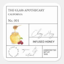 Apothecary Cherry Infted Honey Label Quadratischer Aufkleber