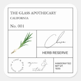 Apothecary Chive Label Quadratischer Aufkleber