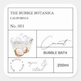 Apothecary Coconut Bubble Bath Label Quadratischer Aufkleber