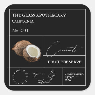 Apothecary Coconut Label Quadratischer Aufkleber
