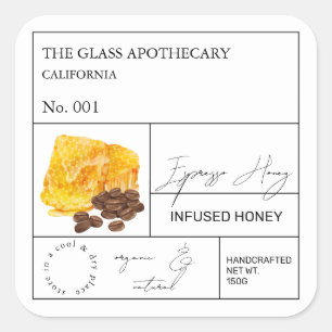 Apothecary Coffee Espresso Infantiiertes Honigetik Quadratischer Aufkleber