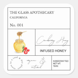 Apothecary Cranberry Infted Honey Label Quadratischer Aufkleber