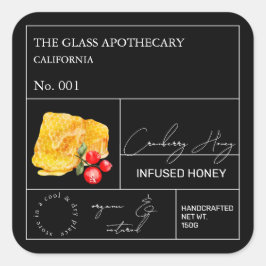 Apothecary Cranberry Infted Honey Label Quadratischer Aufkleber