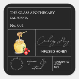 Apothecary Cranberry Infted Honey Label Quadratischer Aufkleber