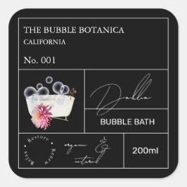 Apothecary Dahlia Bubble Bath Label Quadratischer Aufkleber