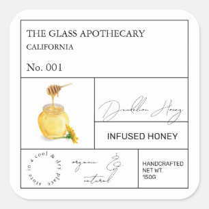 Apothecary Dandelion Infanterie Honey Label Quadratischer Aufkleber