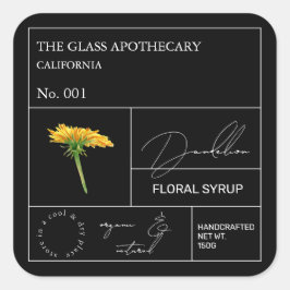 Apothecary Dandelion Label Quadratischer Aufkleber