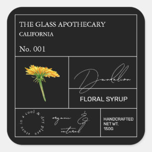 Apothecary Dandelion Label Quadratischer Aufkleber