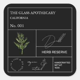 Apothecary Dill Label Quadratischer Aufkleber