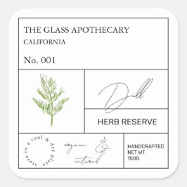 Apothecary Dill Label Quadratischer Aufkleber