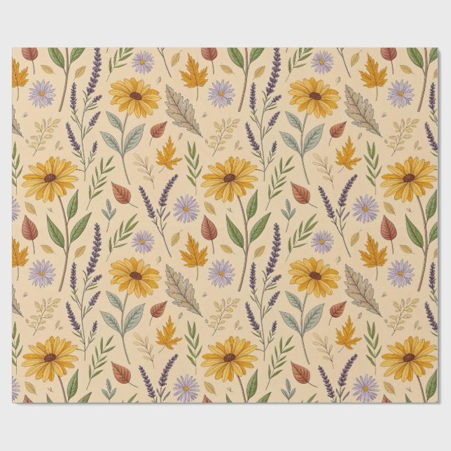Apothecary Fall Floral Botanical Pattern Geschenkpapier (Flach)