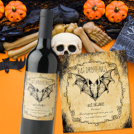 Apothecary halloween Vintag Bat dropppings Weinetikett