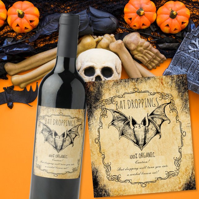 Apothecary halloween Vintag Bat dropppings Weinetikett (Von Creator hochgeladen)