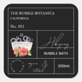 Apothecary Hibiscus Bubble Bath Label Quadratischer Aufkleber
