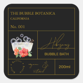 Apothecary Hibiscus Bubble Bath Label Quadratischer Aufkleber