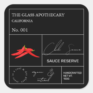 Apothecary Hot Chili Label Quadratischer Aufkleber