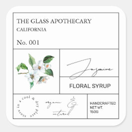 Apothecary Jasmine Label Quadratischer Aufkleber