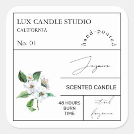 Apothecary Jasmine Scented Candle Label Quadratischer Aufkleber
