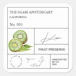 Apothecary Kiwi Label Quadratischer Aufkleber