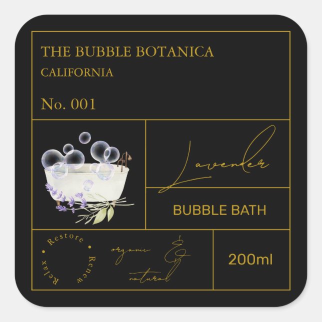 Apothecary Lavender Bubble Bath Label Quadratischer Aufkleber (Vorderseite)