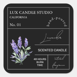 Apothecary Lavender Scented Candle Label Quadratischer Aufkleber