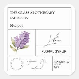 Apothecary Lilac Label Quadratischer Aufkleber