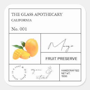Apothecary Mango Label Quadratischer Aufkleber