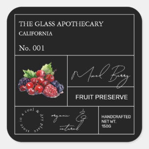 Apothecary Mixed Berry Label Quadratischer Aufkleber