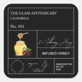 Apothecary Mulberry Infted Honey Label Quadratischer Aufkleber
