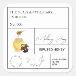 Apothecary Mulberry Infted Honey Label Quadratischer Aufkleber
