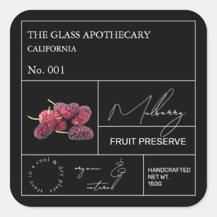 Apothecary Mulberry Label Quadratischer Aufkleber