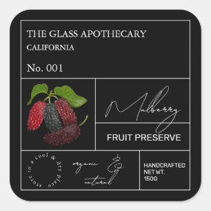Apothecary Mulberry Label Quadratischer Aufkleber