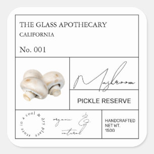 Apothecary Mushroom Label Quadratischer Aufkleber