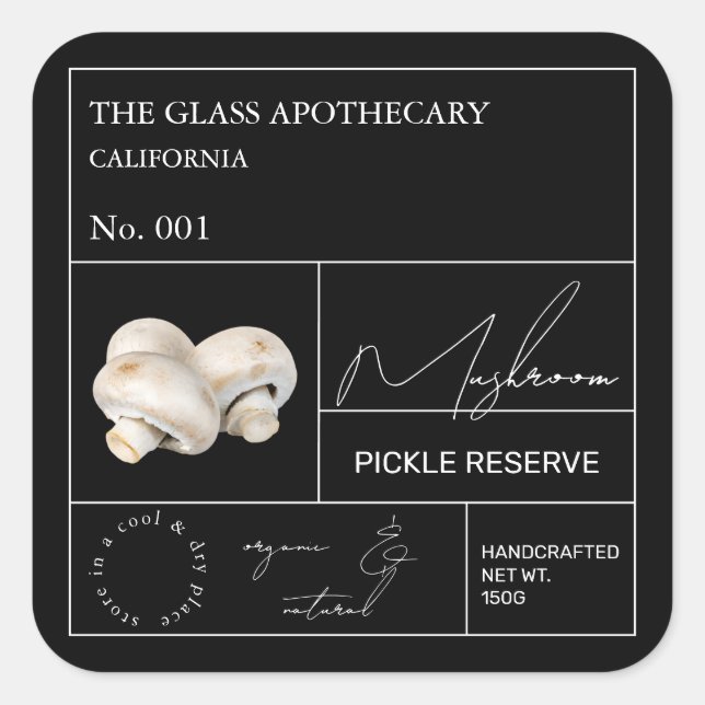Apothecary Mushroom Label Quadratischer Aufkleber (Vorderseite)