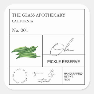 Apothecary Okra Quadratischer Aufkleber