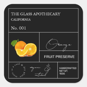 Apothecary Orange Label Quadratischer Aufkleber