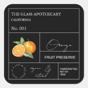 Apothecary Orange Label Quadratischer Aufkleber
