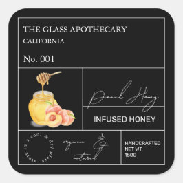 Apothecary Peach Infted Honey Label Quadratischer Aufkleber