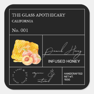 Apothecary Peach Infted Honey Label Quadratischer Aufkleber