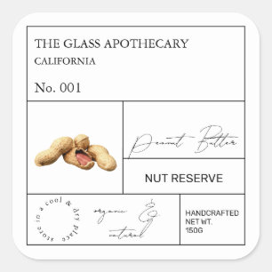 Apothecary Peanut Label Quadratischer Aufkleber