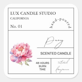 Apothecary Peony Scented Candle Label Quadratischer Aufkleber