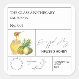 Apothecary Pineapse Infused Honey Label Quadratischer Aufkleber