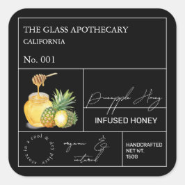 Apothecary Pineapse Infused Honey Label Quadratischer Aufkleber