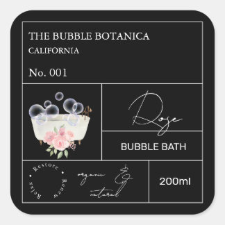 Apothecary Rose Bubble Bath Label Quadratischer Aufkleber