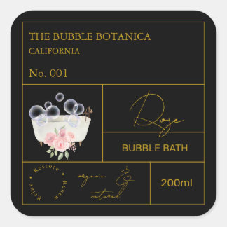 Apothecary Rose Bubble Bath Label Quadratischer Aufkleber